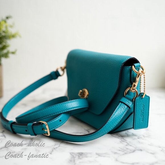 NWT Coach C2815 Karlee Crossbody Bag Pebble Leather in Teal - Picture 5 of 9